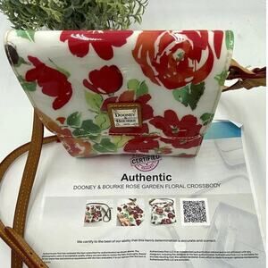 Dooney & Bourke Authenticated White Red Rose Garden‎ Floral Crossbody Bag Purse